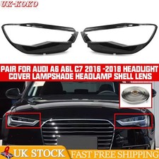 2PCS Car Headlight Lens Cover Lampshade Shell +Glue For Audi A6 A6L C7 2016-2018