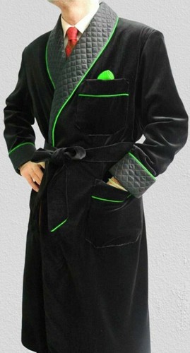 Velvet quilted robe - robe, men