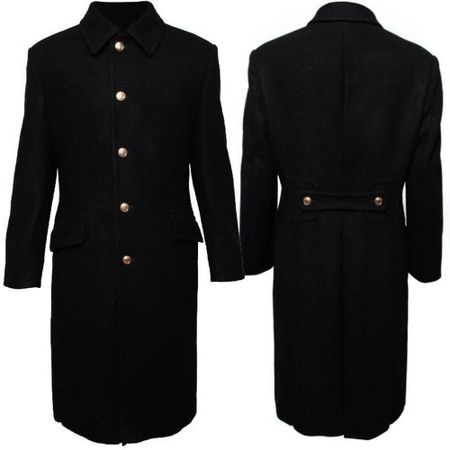 Military black wool overcoat - military,
