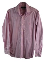 RALPH LAUREN Pink Long Sleeve Shirt size 14.5/37 Mens Slim Fit Stretch Oxford