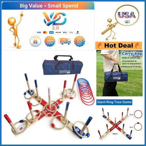 Wooden ring toss game large - wooden,