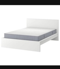 Used IKEA White Malm Double Bed Frame and Luroy Slatted Base