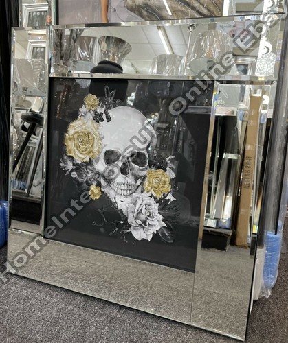 Skull with flowers black
