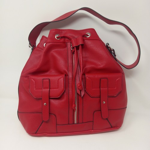 Red faux leather - faux, bag