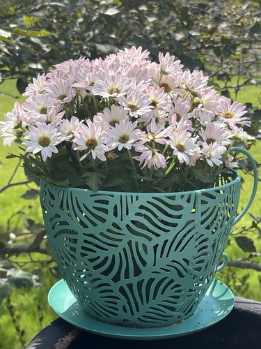 Teal colored metal decorative - teal-colored,