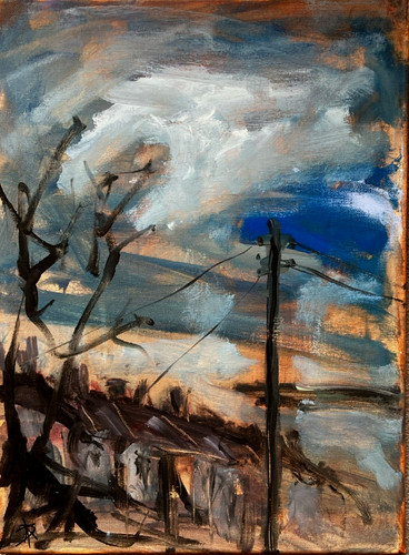 Clouds and telegraph pole - "clouds, pole"