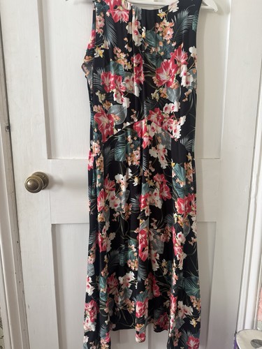 Black tropical print maxi - black,