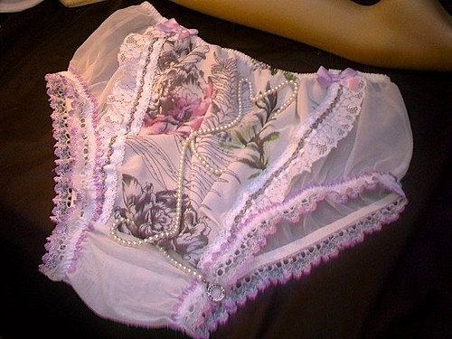 Sissy white nylon panties - nylon,