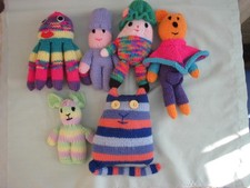 Hand knitted shoe box toys