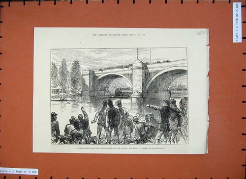 Original old antique print - old,