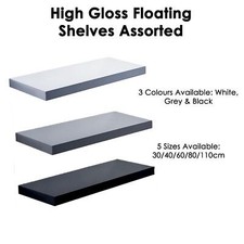 Modern HIGH GLOSS Shelf Floating Wall Shelves White Black Grey Bookcase Display
