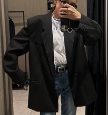 ZARA BLACK OVERSIZED DOUBLE BREASTED BOYFRIEND LONG BLAZER JACKET BLOGGERS FAVE