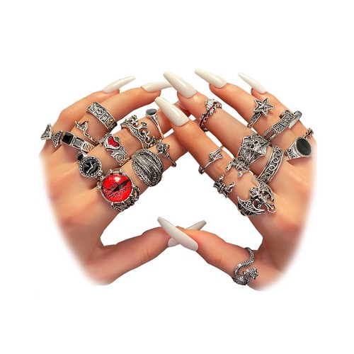 24pcs vintage silver knuckle - silver,