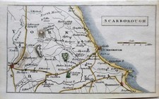 SCARBOROUGH YORKSHIRE MINIATURE MAP c1820  GENUINE ANTIQUE ENGRAVING