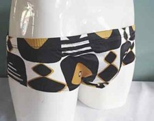 Vintage Briefs 1970s Mens Pants Nylon Unused Black Gold Patterned Retro Small