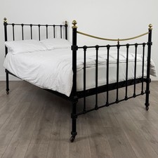 Antique 19th Century Fine Quality Brass And Iron Double Bed ( REF AF-4523 )