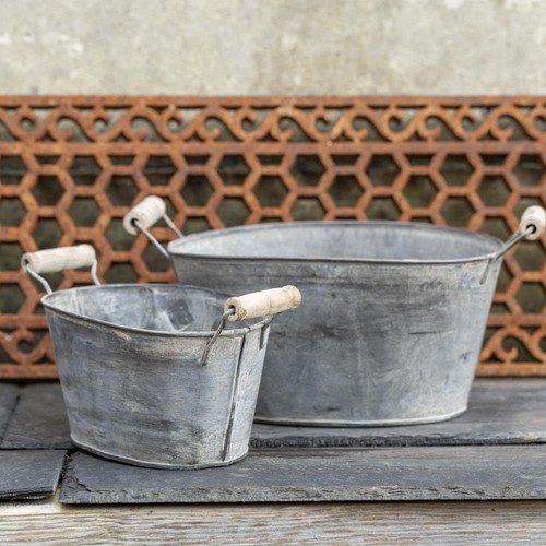 Zinc metal planters grey - metal,
