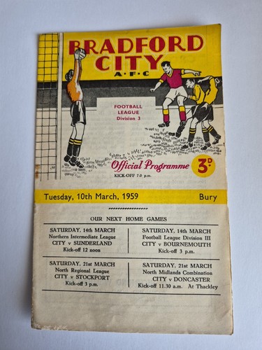 Bradford city bury 3 1959 - v, 10/3/1959