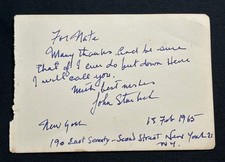 John Steinbeck Autograph Note signed to "Nate", 1p., 90 x 130mm.