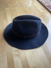 Borsalino Navy Fedora Hat 100%