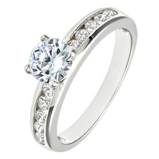 Sterling Silver 1.00ct Simulated Diamond Solitaire Engagement Ring size J to V