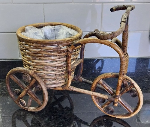 Vintage rattan tricycle - vintage,