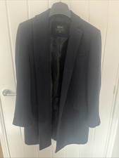 Matalan Jacket Men’s Wool Blend Navy Overcoat Houndstooth Lined Size M