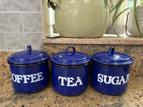 Vintage boots enamel blue tea - vintage,