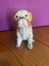 Bulldog English Brown White Ceramic Porcelain Figurine  Puppy Dog