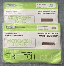 Vintage Keynote Seamfree Sheer  Micromesh Tights Amber Spice Size XL x 2 Pairs