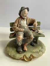 Vintage Capodimonte Good Hearted Tramp Figurine Bruno Merli Old Man on Bench