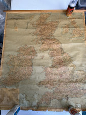 Large Vintage Bartholomew's Contoured Road Wall Map of the British Isles 1972