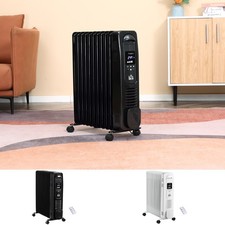 2500W Oil Filled Radiator, 11 Fin Portable Heater w/ Timer Remote Control