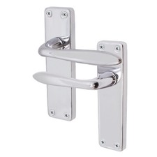 Chrome Door Handles Modern internal Lever Backplate Latch Lock Bathroom Set Kit