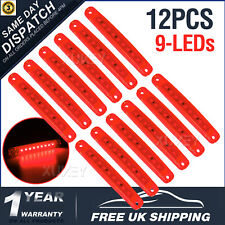 12X Red 12v 9 Led Rear Side Marker Lights Position Truck Trailer Lorry Cab Van