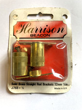 Solid Brass Straight Rod Brackets 12mm x 1/2inch - 1 pair (J768) New Old Stock