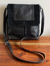 Next Medium Size Black Soft Lightweight Leather/Suede Crossbody Bag