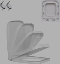 LUXURY O/D SHAPE SOFT CLOSE WHITE TOILET SEAT WITH TOP FIXING HINGES HEAVY DUTY 