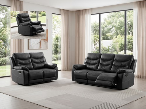 Black italian leather seater - 3,