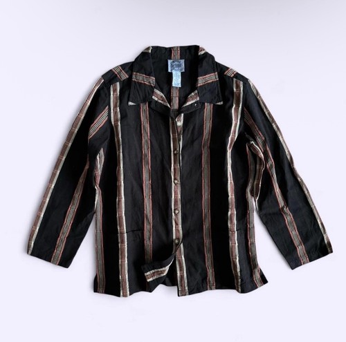 Vintage black striped cotton - black,