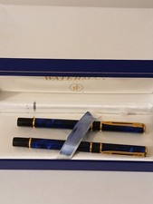 VINTAGE WATERMAN BLUE MARBLE EXCLUSIVE FOUNTAIN PEN & PENCIL SET