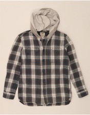 VANS Boys Hooded Lumberjack Flannel Shirt 12-13 Years XL Grey Check Cotton EO10