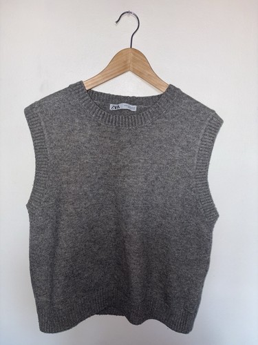 Zara grey knit vest sleeveless - grey,
