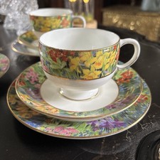Paragon China Star ‘Springtime’ Pattern Tea Cup, Saucer And Side Plate Trio