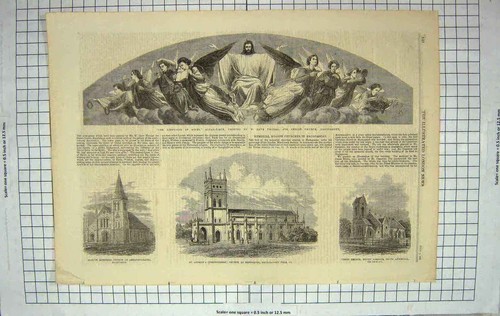 Original old antique print - old,
