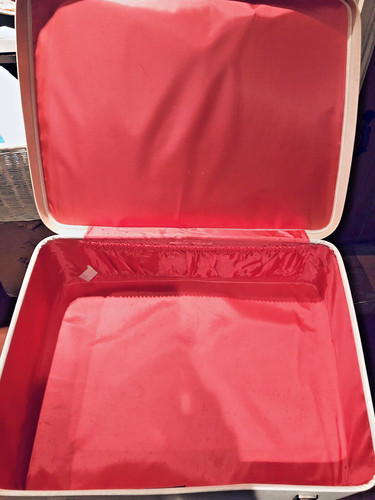Cream suitcase with - suitcase, pink