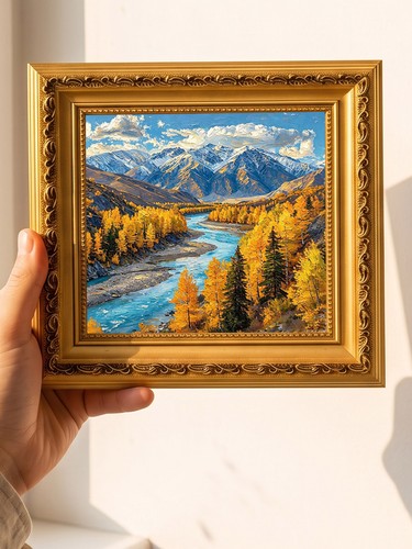 Autumn river golden - golden, trees