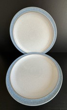 2 X Denby Elements Blue Rimmed Dinner Plates Ceramic Collectables