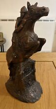Vintage Priory Castings Large Brown Resin Jockey and Horse 