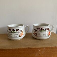Vintage Retro Oxtail Soup Recipe Mugs x 2 Bowl Cup Ceramic Cottagecore - 400ml